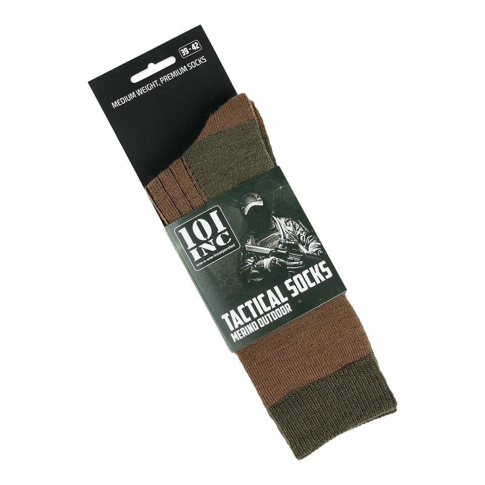 Calcetines outdoor Merino marrón-verde, mezcla 40% merino