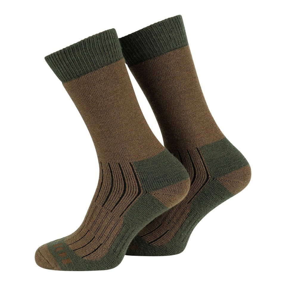 Calcetines outdoor Merino marrón-verde, mezcla 40% merino