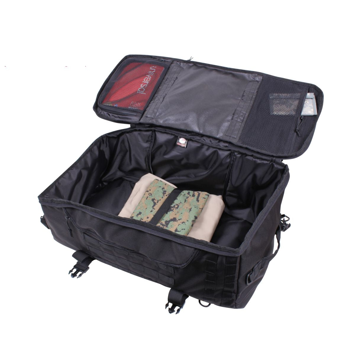Convertible MISSION 3v1 mochila/bolsa 60 L negra con asa acolchada y correa desmontable