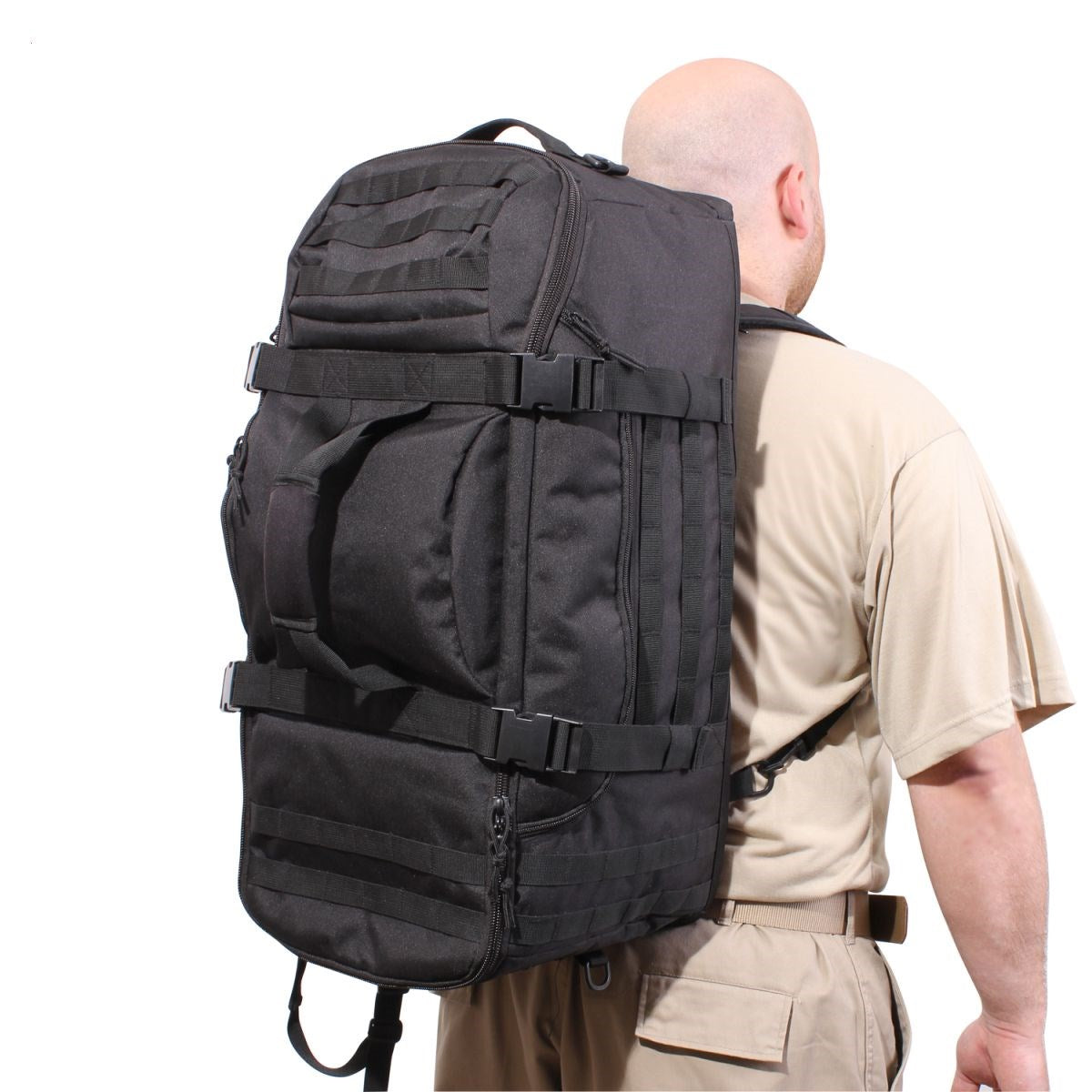 Convertible MISSION 3v1 mochila/bolsa 60 L negra con asa acolchada y correa desmontable
