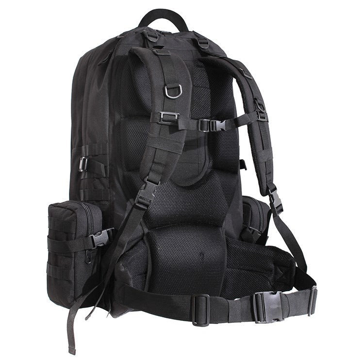 Mochila táctica Global Assault negra de Rothco, compatible con MOLLE y sistema de hidratación