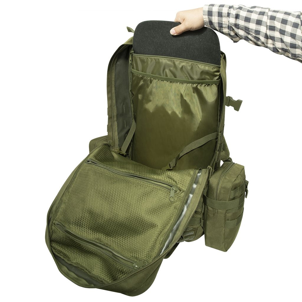 Mochila táctica Global Assault negra de Rothco, compatible con MOLLE y sistema de hidratación