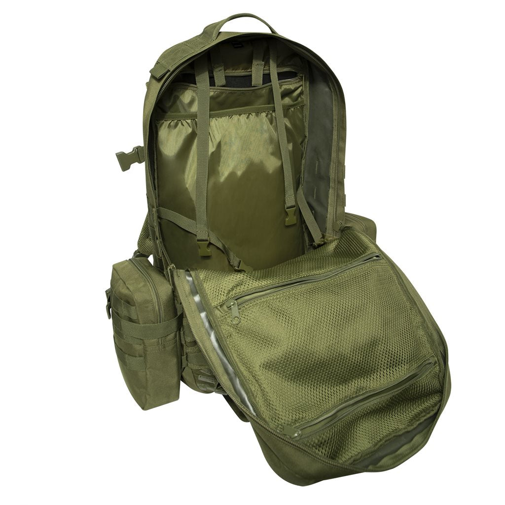 Mochila táctica Global Assault negra de Rothco, compatible con MOLLE y sistema de hidratación