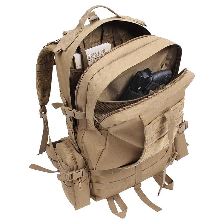 Mochila táctica Global Assault negra de Rothco, compatible con MOLLE y sistema de hidratación