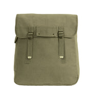 Bolsa JUMBO verde de lona de algodón estilo army; hombro o mochila, amplio interior y bolsillos con cierre a presión