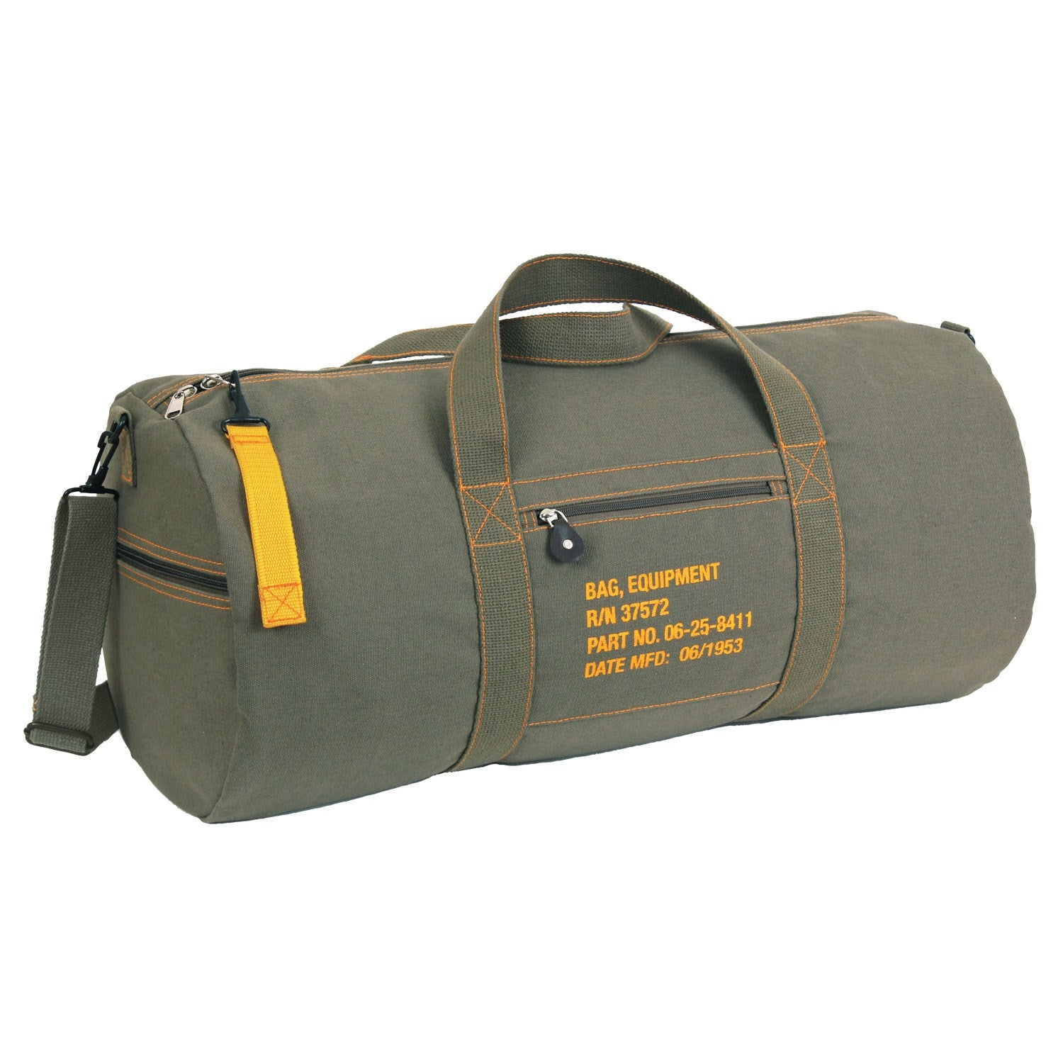 Bolsa EQUIPMENT grande de lona negra estilo militar con tres bolsillos laterales y mosquetón
