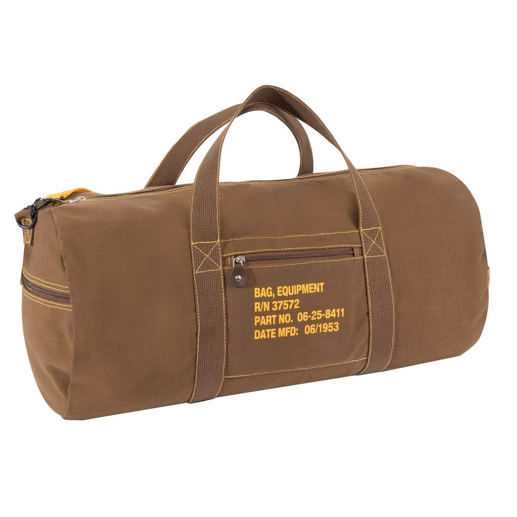 Bolsa EQUIPMENT grande de lona negra estilo militar con tres bolsillos laterales y mosquetón
