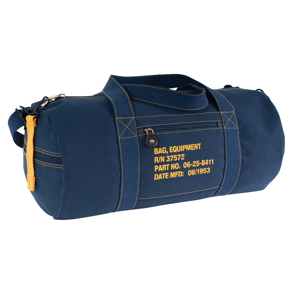 Bolsa EQUIPMENT grande de lona negra estilo militar con tres bolsillos laterales y mosquetón