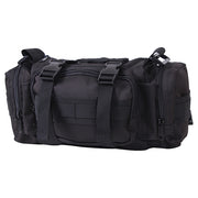 Bolsa táctica CONVERTIPACK negra, poliéster 600D, uso mano/hombro/riñonera y compatible con MOLLE