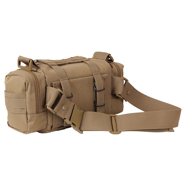 Bolsa táctica CONVERTIPACK negra, poliéster 600D, uso mano/hombro/riñonera y compatible con MOLLE