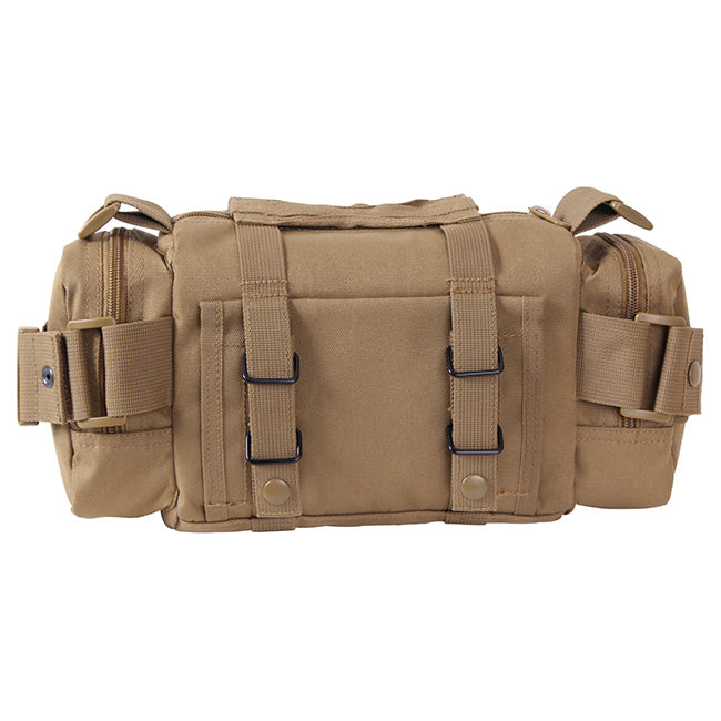 Bolsa táctica CONVERTIPACK negra, poliéster 600D, uso mano/hombro/riñonera y compatible con MOLLE
