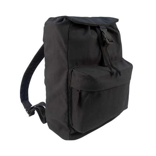 Mochila negra de día en algodón resistente con bolsillo exterior