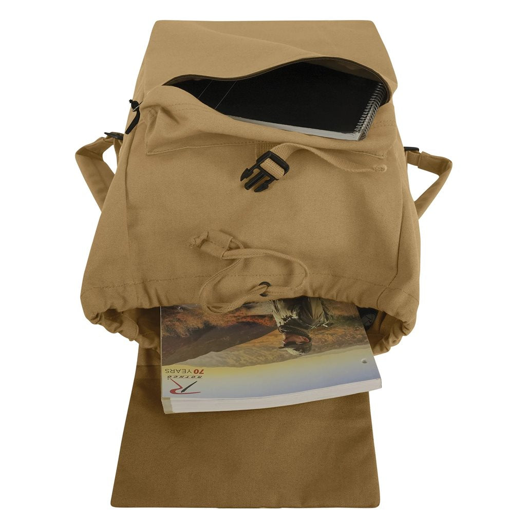 Mochila de día COYOTE de lona con bolsillo frontal