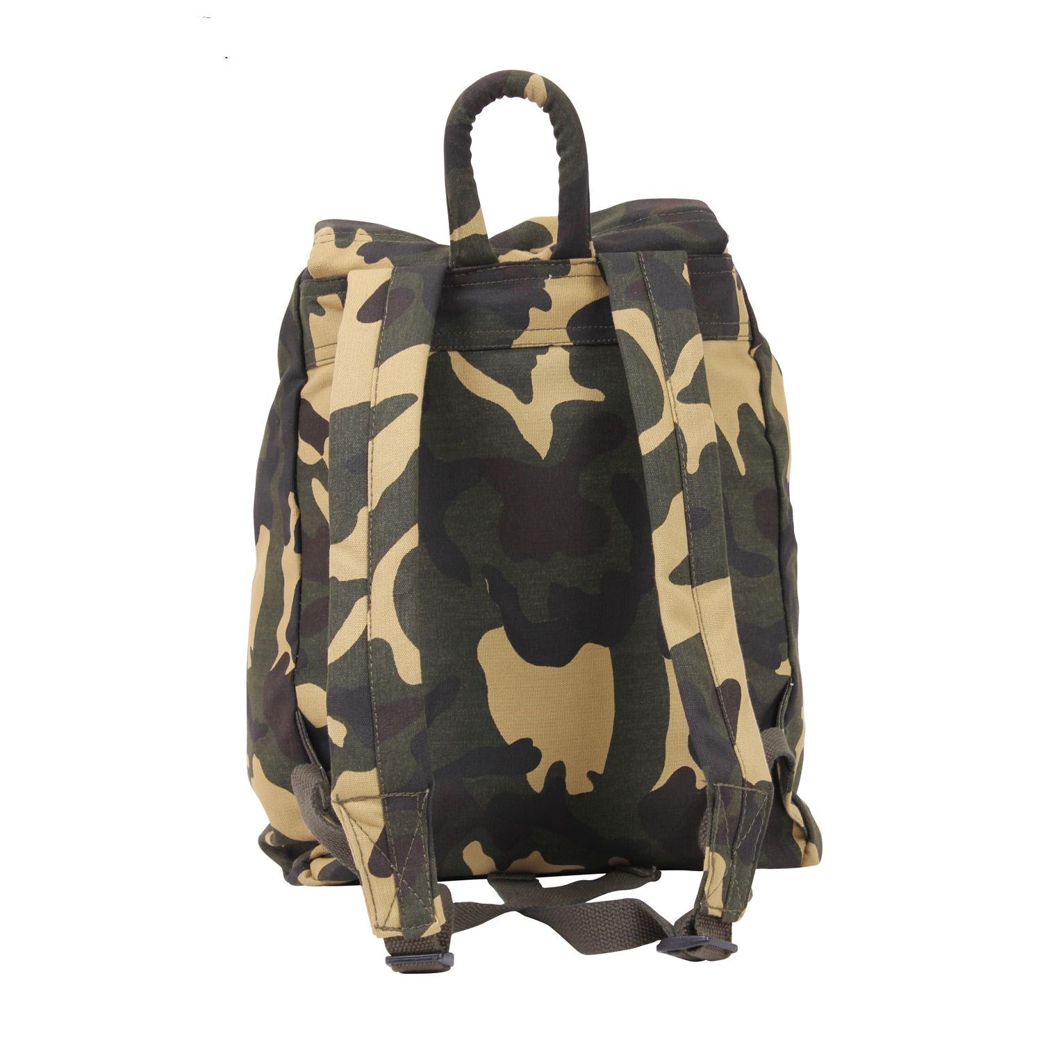 Mochila de día con bolsillo en lona de algodón, camuflaje Woodland