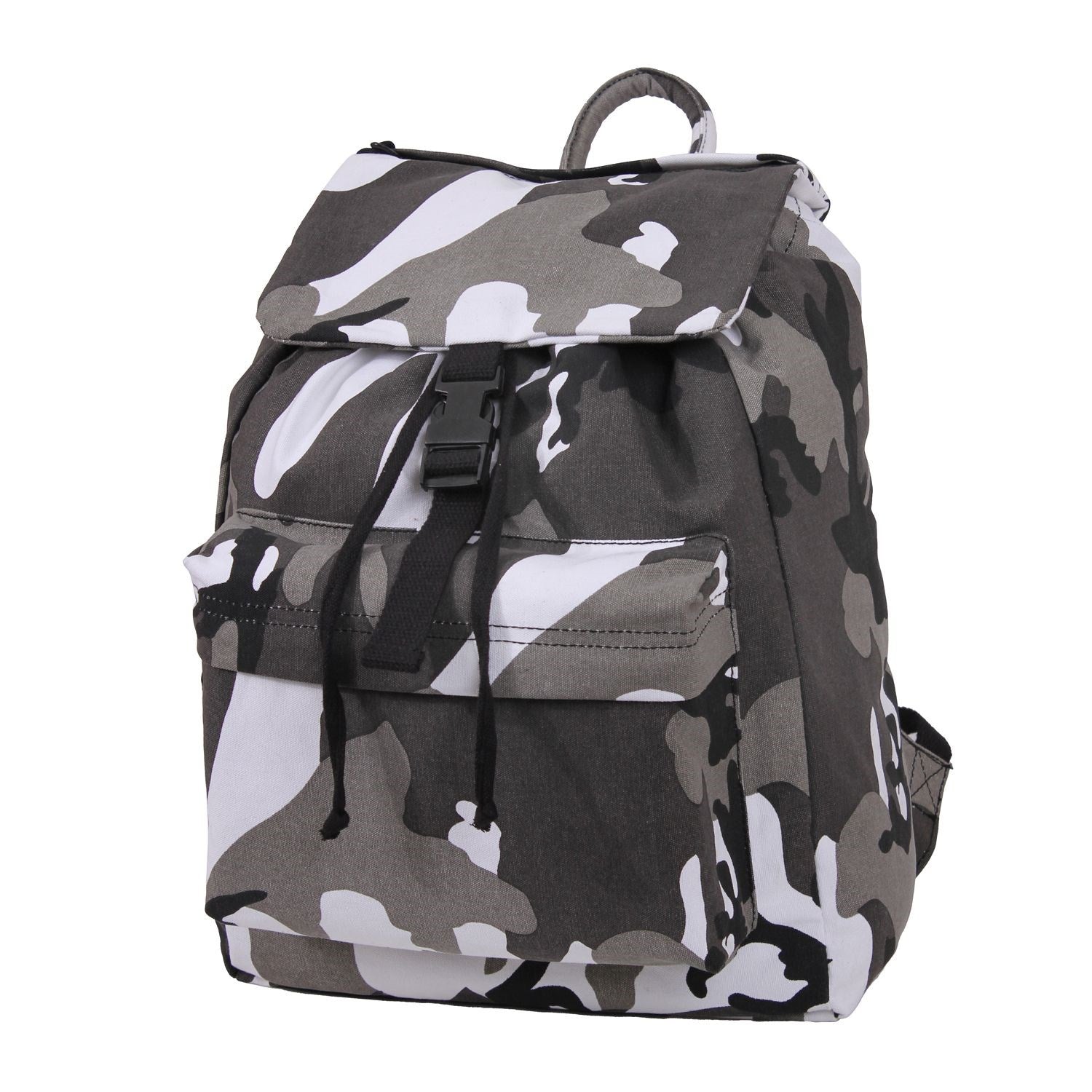 Mochila negra de día en algodón resistente con bolsillo exterior