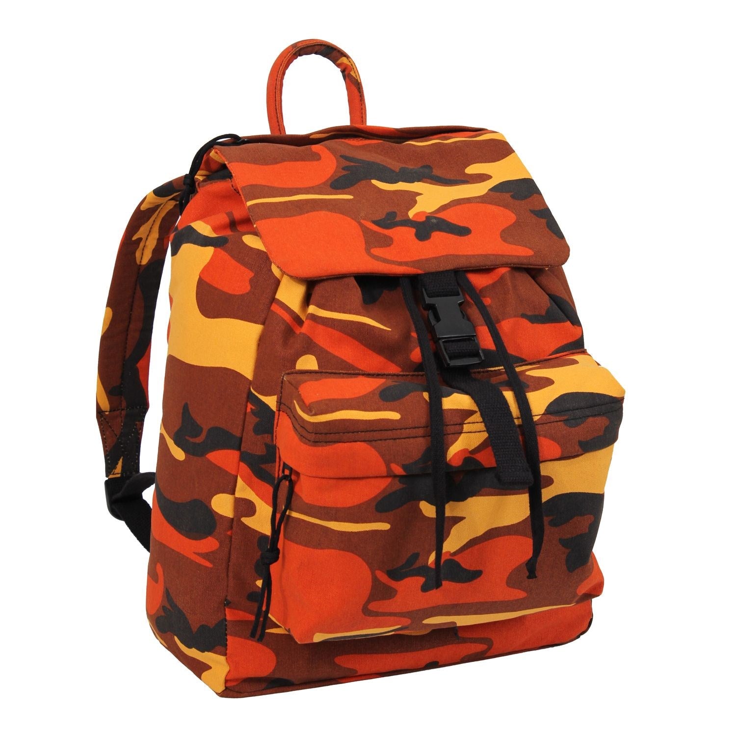 Mochila negra de día en algodón resistente con bolsillo exterior