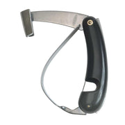 Cuchillo forestal con empuñadura de plástico negro, hoja de acero al carbono y funda de PVC