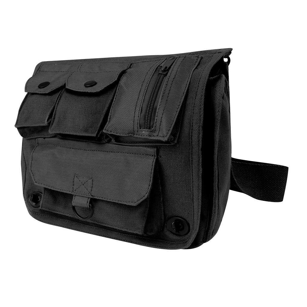 Bolso bandolera Venturer TM Survivor negro de lona con múltiples bolsillos 25×28×13 cm