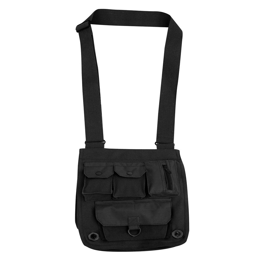 Bolso bandolera Venturer TM Survivor negro de lona con múltiples bolsillos 25×28×13 cm