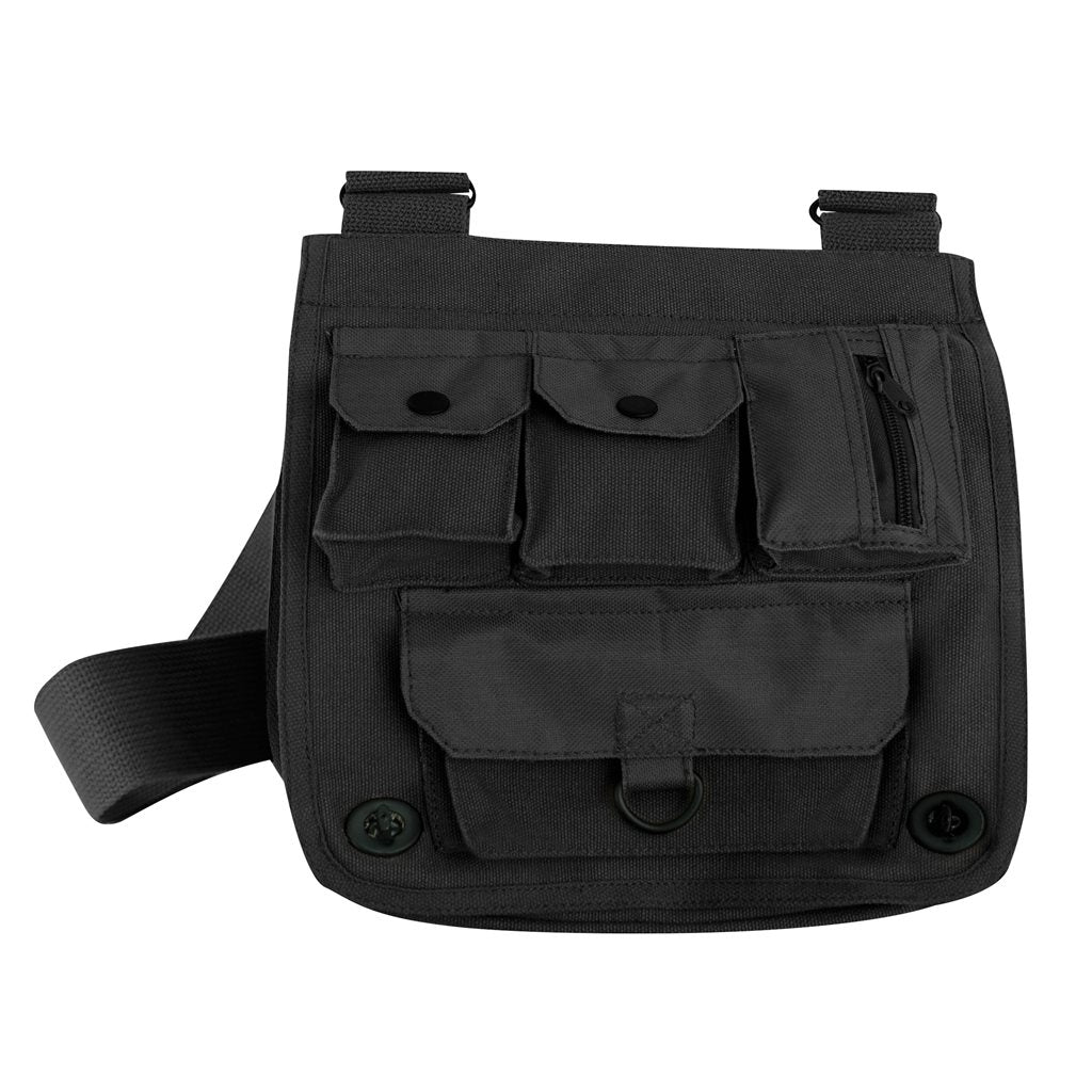 Bolso bandolera Venturer TM Survivor negro de lona con múltiples bolsillos 25×28×13 cm