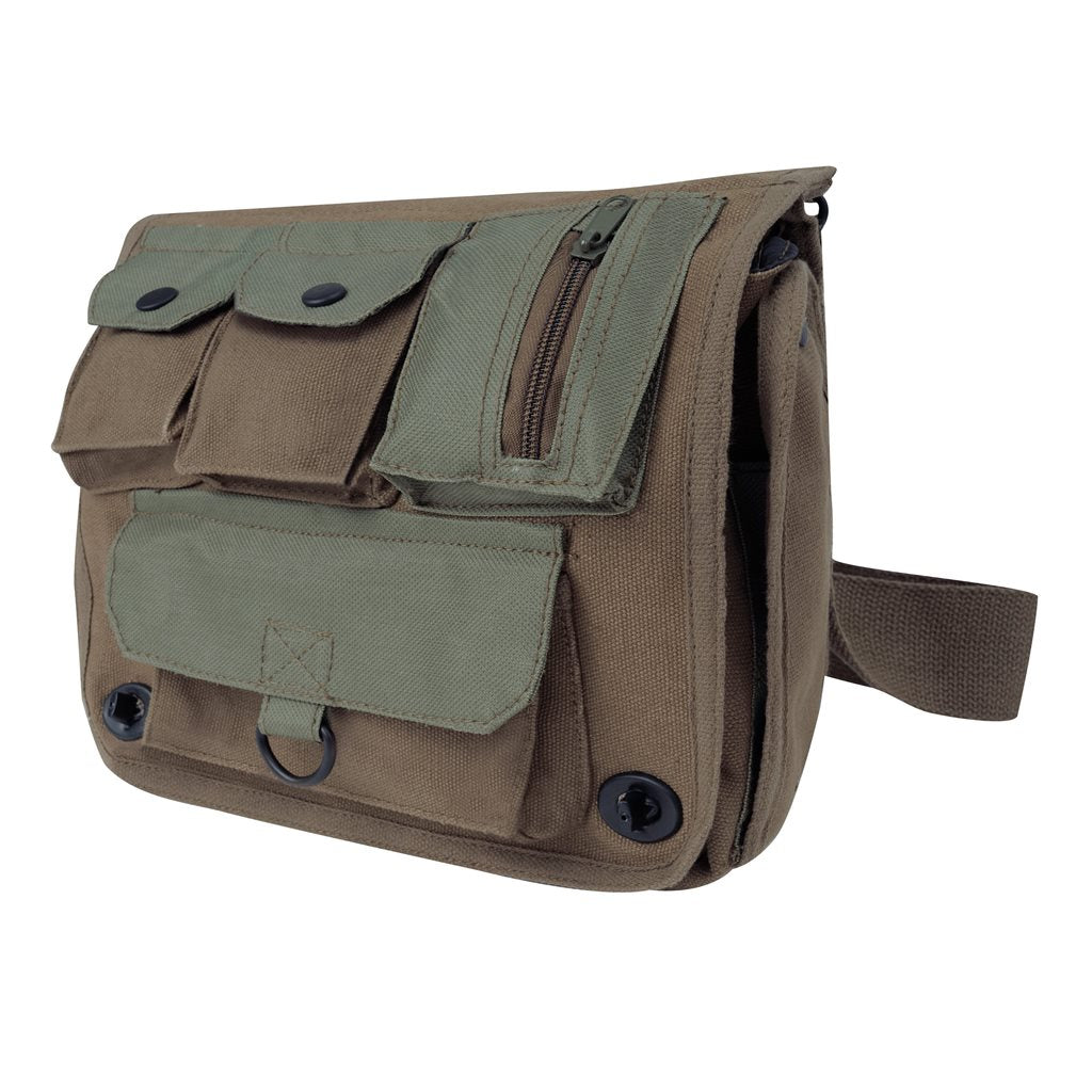 Bolso bandolera Venturer TM Survivor negro de lona con múltiples bolsillos 25×28×13 cm