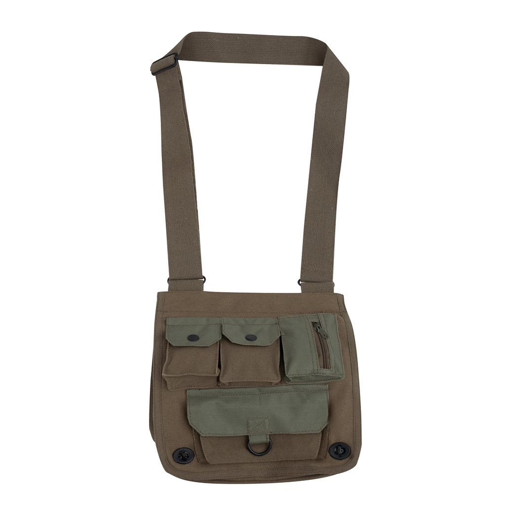 Bolso bandolera Venturer TM Survivor negro de lona con múltiples bolsillos 25×28×13 cm