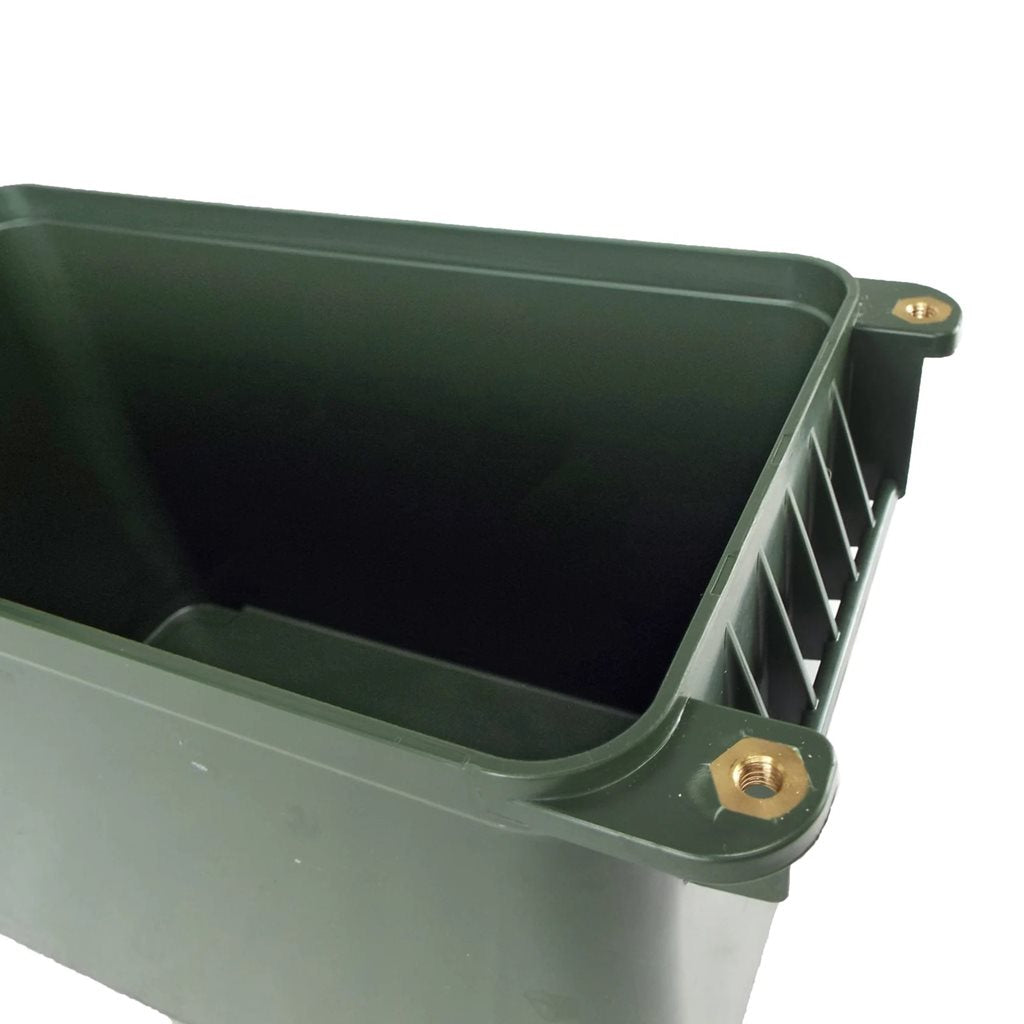 Caja plástica verde para munición 4H2/Y20/S/17 con sello en la tapa y asa abatible