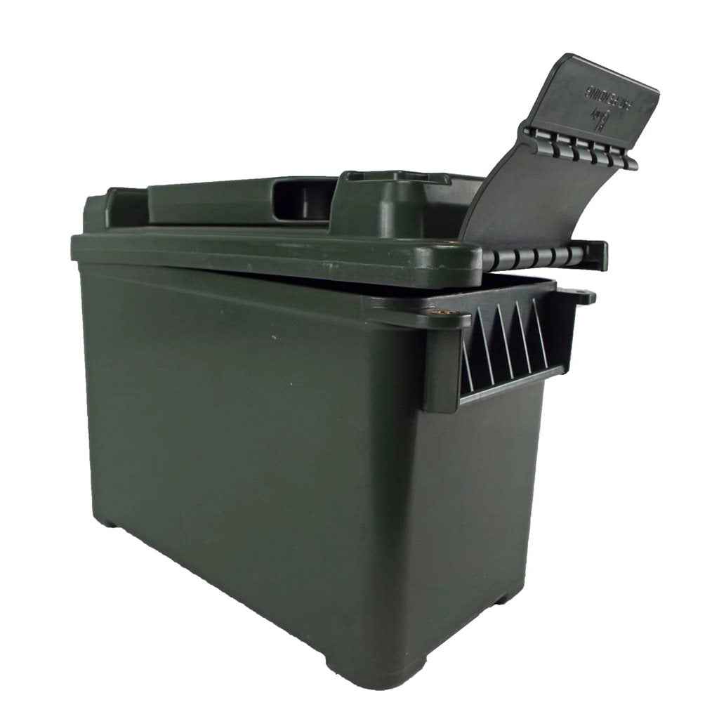 Caja plástica verde para munición 4H2/Y20/S/17 con sello en la tapa y asa abatible