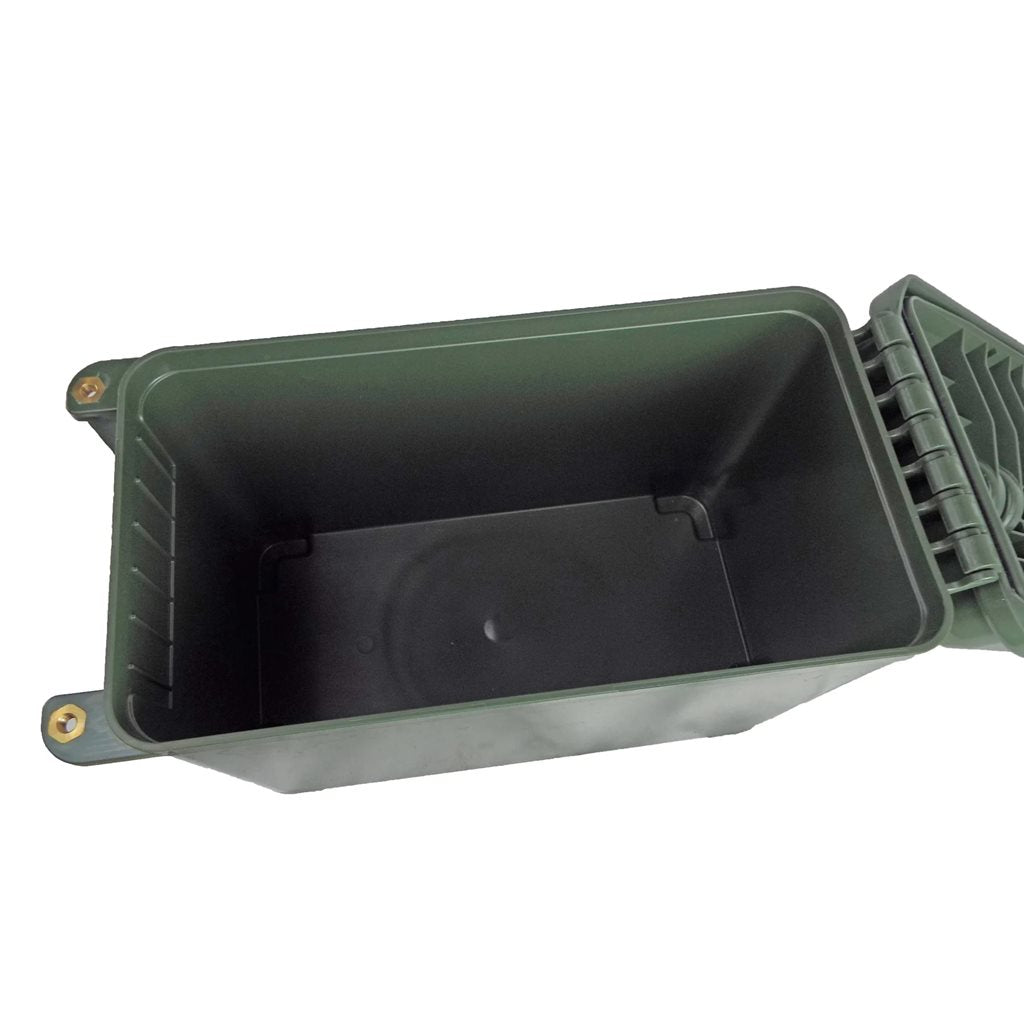 Caja plástica verde para munición 4H2/Y20/S/17 con sello en la tapa y asa abatible