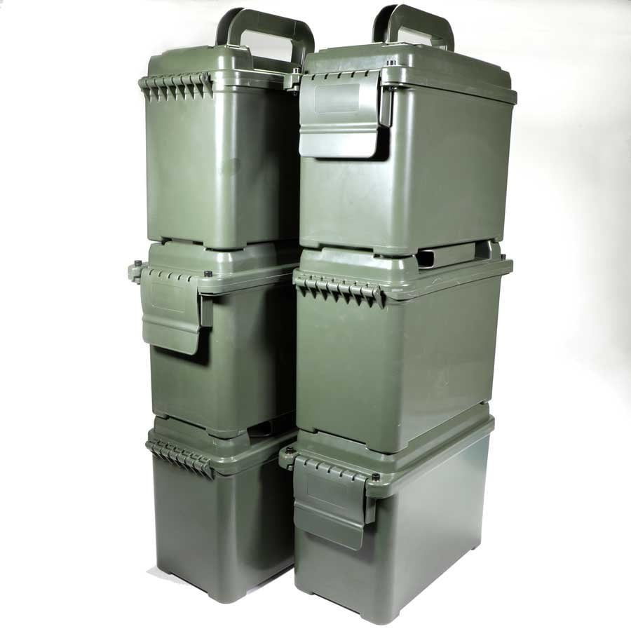 Caja plástica verde para munición 4H2/Y20/S/17 con sello en la tapa y asa abatible