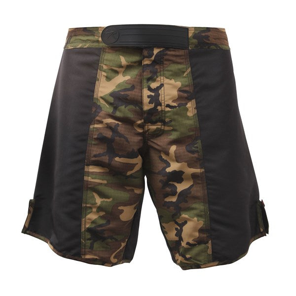 Pantalones cortos MMA FIGHT rip-stop woodland/negro en poliéster