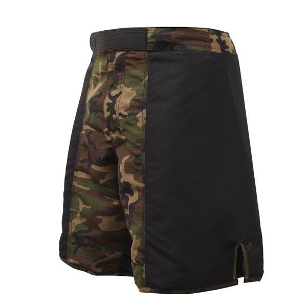 Pantalones cortos MMA FIGHT rip-stop woodland/negro en poliéster