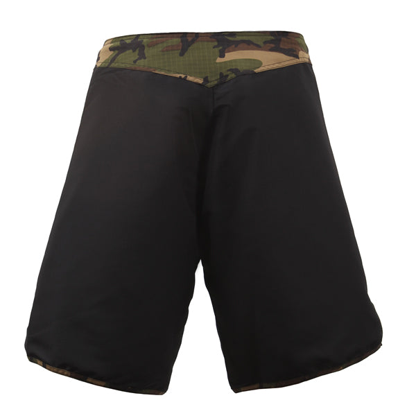 Pantalones cortos MMA FIGHT rip-stop woodland/negro en poliéster