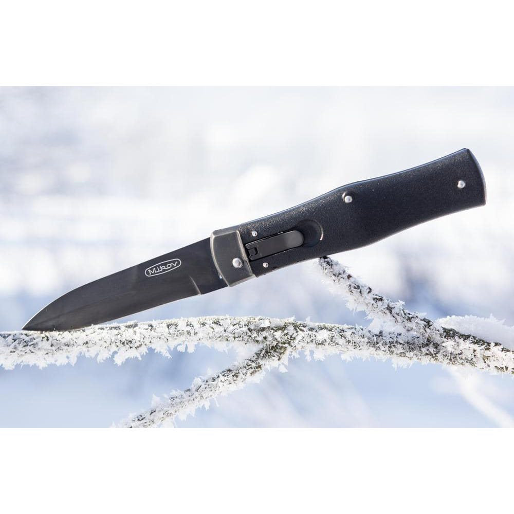 Cuchillo Predator Blackout negro MIKOV con hoja Böhler N690 y empuñadura ABS