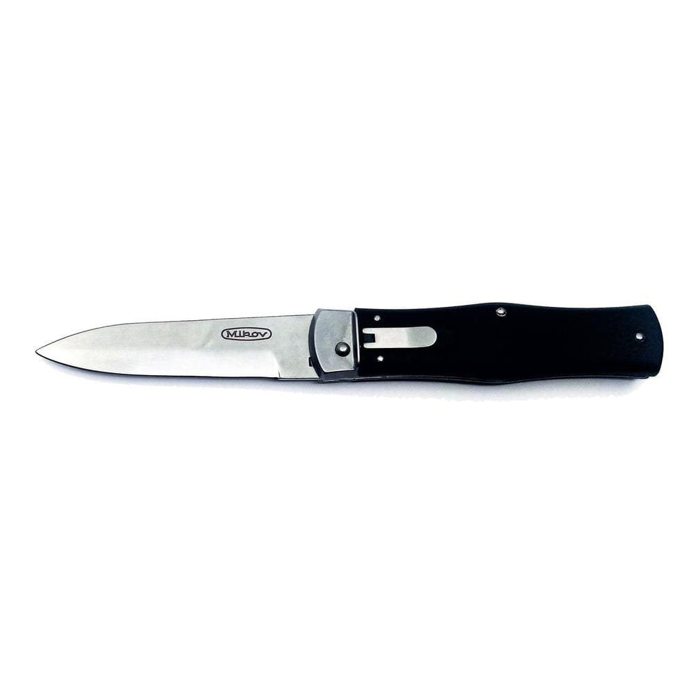 Cuchillo automático PREDATOR STONEWASH para zurdos con funda de cuero