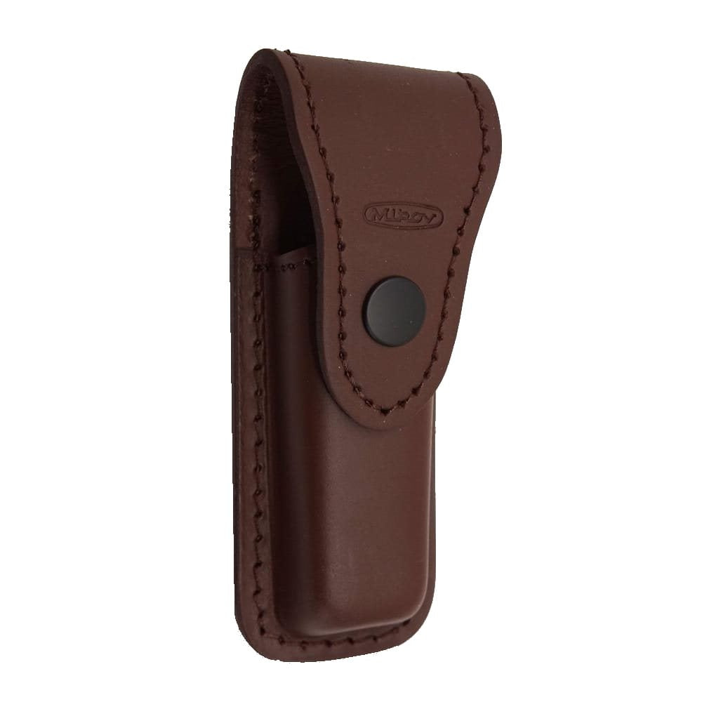 Cuchillo lanzador de acero damasco con empuñadura de asta de ciervo y funda de cuero