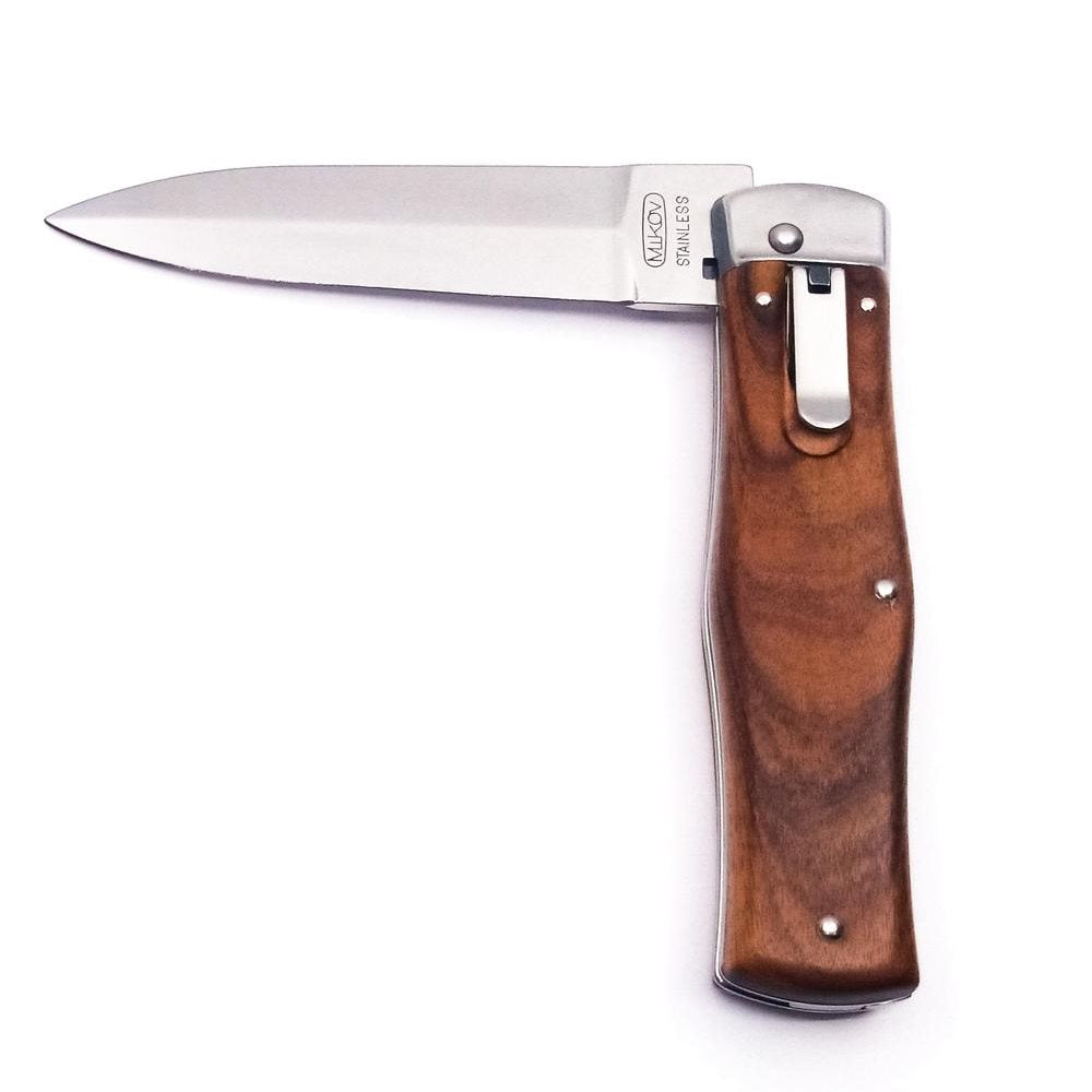 Cuchillo lanzador con empuñadura de madera, hoja acero inoxidable 420 de 95 mm