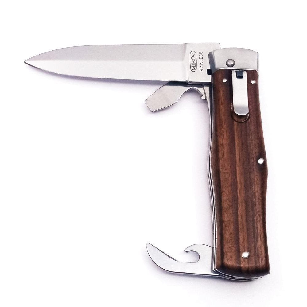 Cuchillo lanzador con empuñadura de madera, hoja acero inoxidable 420 de 95 mm