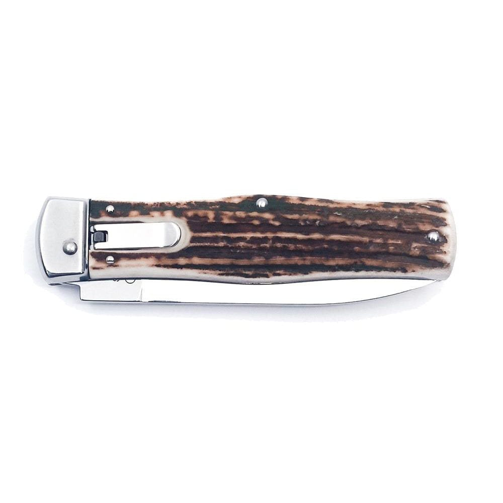 Cuchillo automatico MIKOV PREDATOR con mango de asta y hoja de acero 420