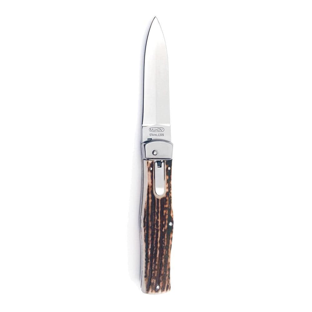 Cuchillo automatico MIKOV PREDATOR con mango de asta y hoja de acero 420