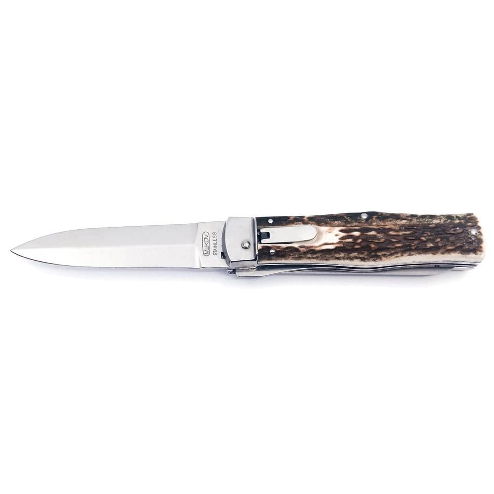 Cuchillo arrojadizo 2/KP con hoja de acero 420 y empuñadura de paroh, con funda de cuero