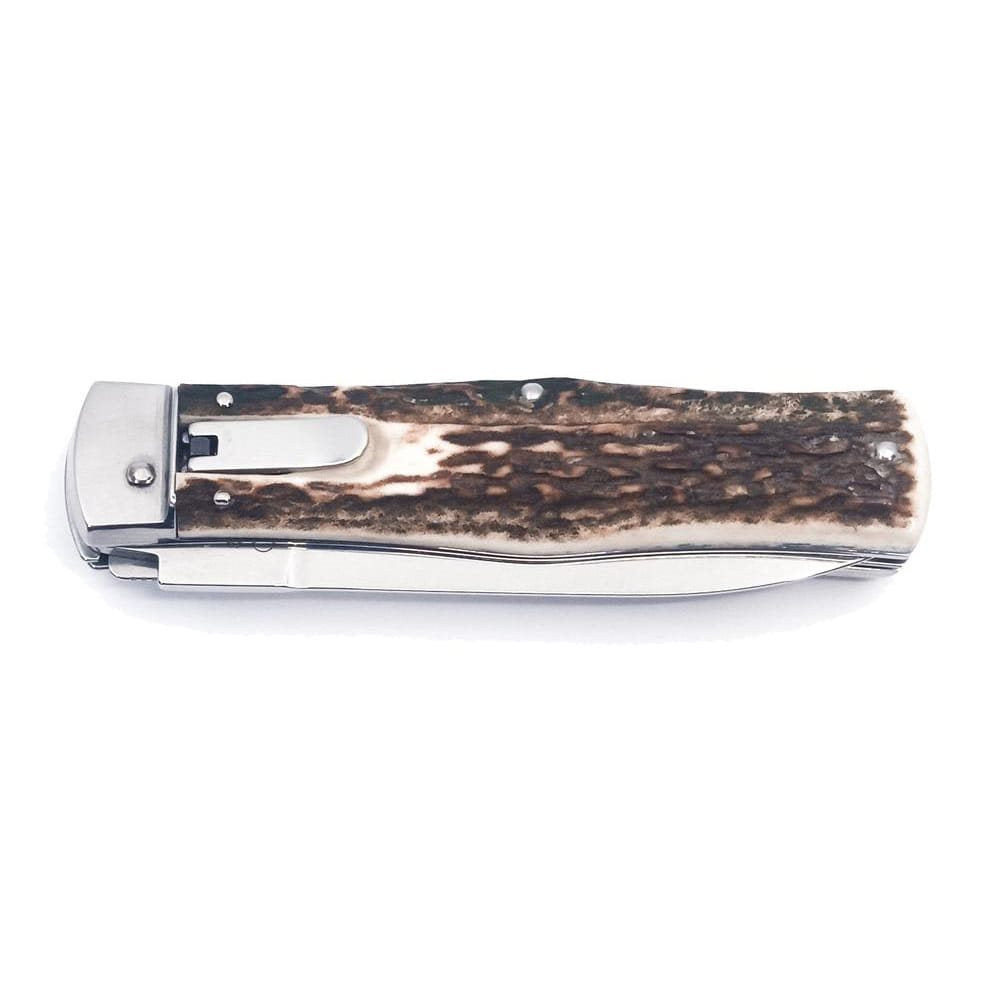 Cuchillo arrojadizo 2/KP con hoja de acero 420 y empuñadura de paroh, con funda de cuero