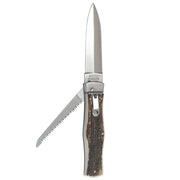 Cuchillo arrojadizo 2/KP con hoja de acero 420 y empuñadura de paroh, con funda de cuero