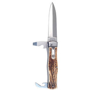 Cuchillo arrojadizo 2/KP con hoja de acero 420 y empuñadura de paroh, con funda de cuero