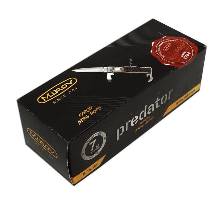 Cuchillo lanzador 4/KP acero 420 mango de asta con funda de cuero