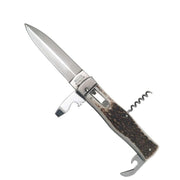 Cuchillo lanzador 4/KP acero 420 mango de asta con funda de cuero
