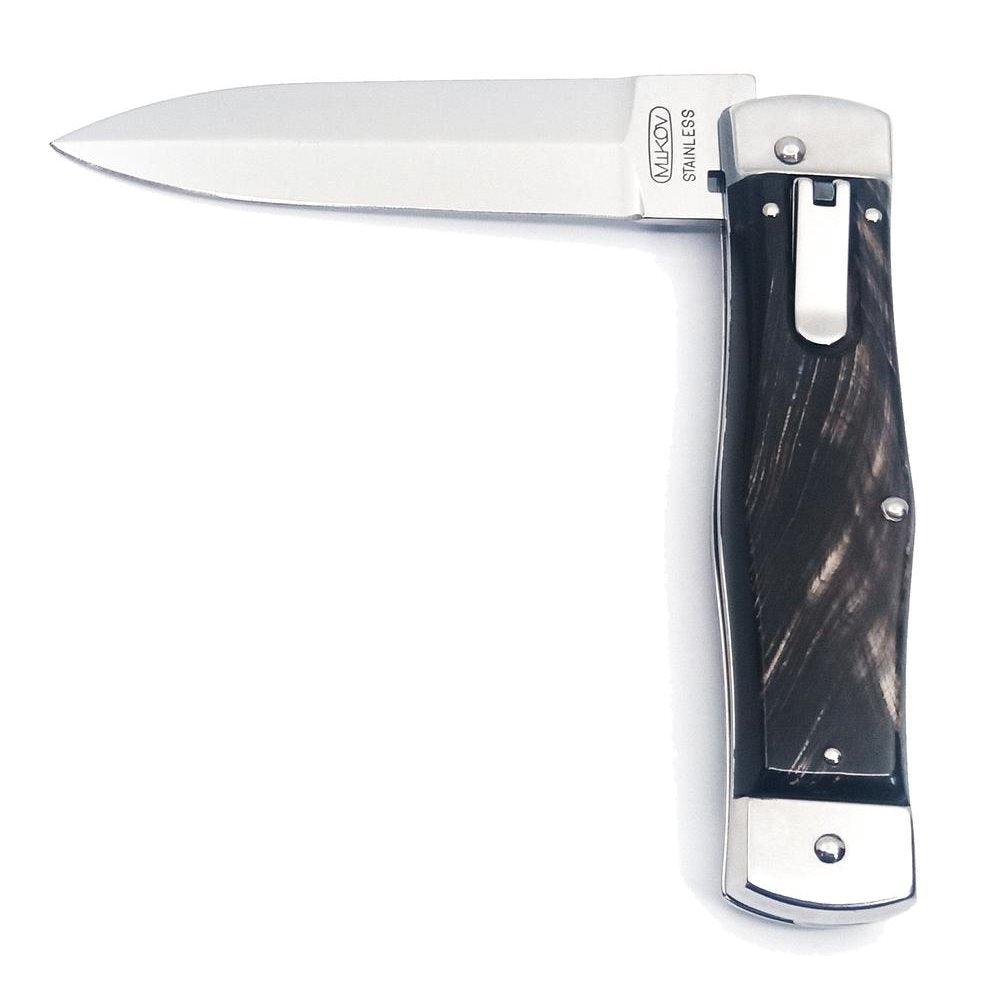 Cuchillo lanzador HAMMER acero 420 mango cuerno de bufalo con funda de cuero