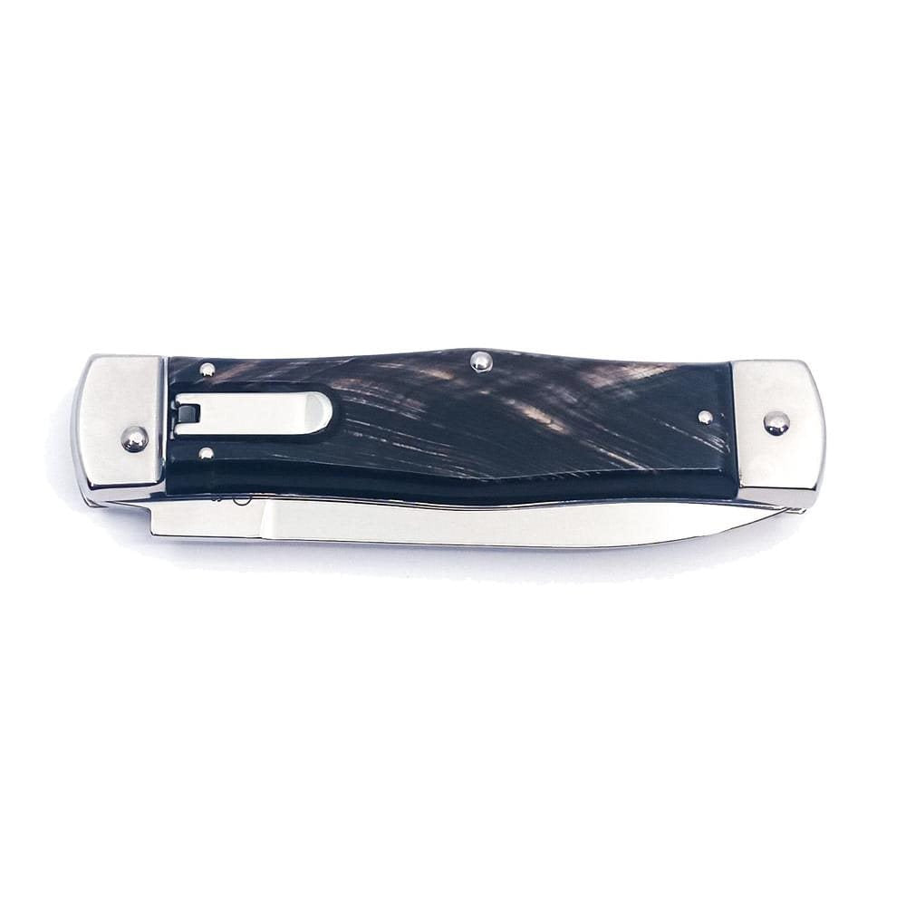 Cuchillo lanzador HAMMER acero 420 mango cuerno de bufalo con funda de cuero