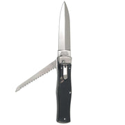 Cuchillo lanzador 2/KP acero inoxidable con empuñadura de cuerno de búfalo y funda de cuero