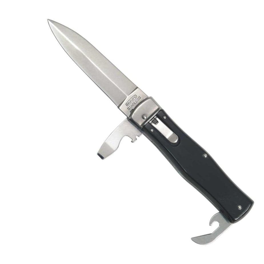 Cuchillo lanzador 2/KP acero inoxidable con empuñadura de cuerno de búfalo y funda de cuero